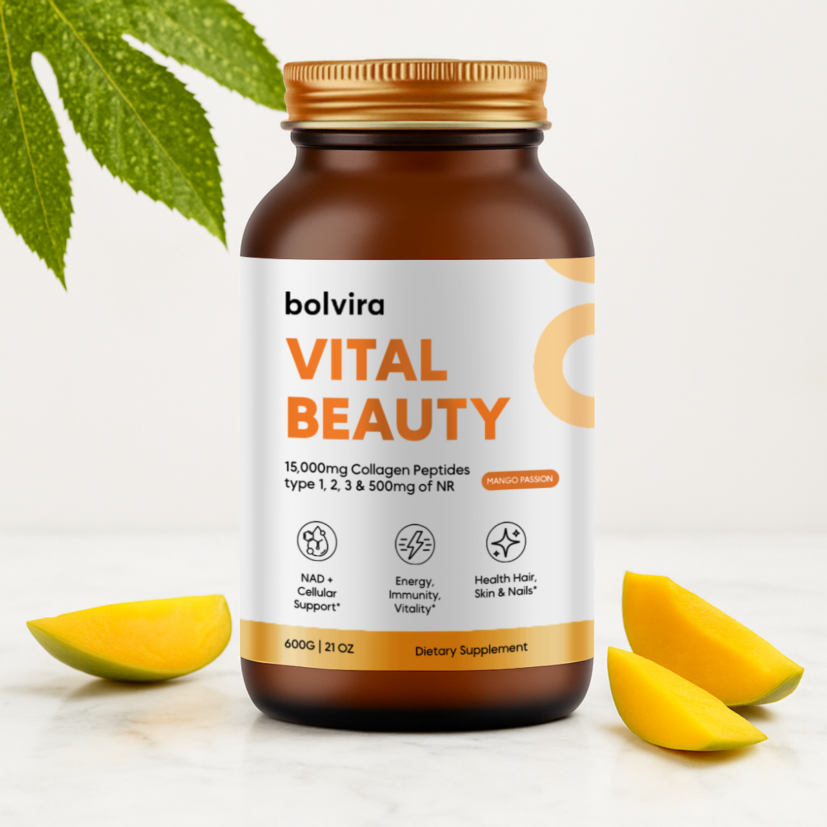 Bolvira Vital Beauty Collagen Powder Mango Passion - 600g